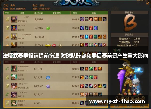 法塔武赛季报销提前伤退 对球队阵容和季后赛前景产生重大影响